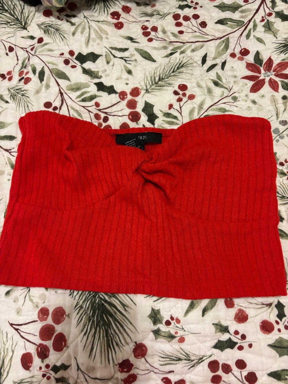 Forever 21 red ribbed tube crop top